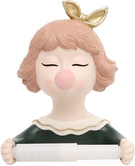 3D Leuke Meisje Cartoon Vorm Toiletrolhouder Home Wandmontage Papier Roll Tissue Holder Zelfklevende Voor Badkamers 01