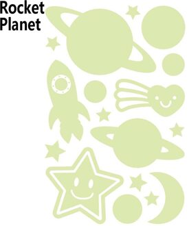 3D Lichtgevende Decal Slaapkamer Ceilling Home Decor Glow In Dark Moon Universe Fluorescerende Bubble Sticker Thuis Slaapkamer Wall Art Decor rocket planet