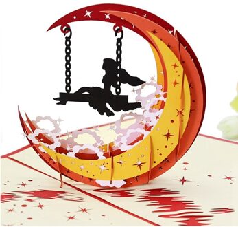 3D Maan Meisjes Pop Up Wenskaart Bruiloft Gelukkige Verjaardag Valentijnsdag Moederdag Anniversary Handgemaakte Kaarten Voor Kaart