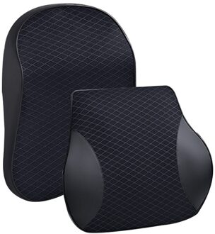 3D Memory Foam Auto Nekkussen Pu Lederen Auto Kussen Taille Rust Kussen Seat Back Rest Lumbale Kussen Voor Auto accessoires 1 reeks