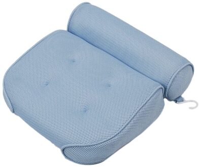 3D Mesh Spa Bad Kussen Bad Hals En Back Rest Ondersteuning Kussen Met Zuignappen Voor Thuis Badkamer Accessoires Blauw