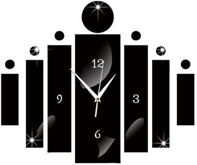 3D Mode Mute Spiegel Muurstickers Klok Woonkamer Slaapkamer Achtergrond Muur Decoratie Geometrische Vorm Spiegel Sticker Set zwart