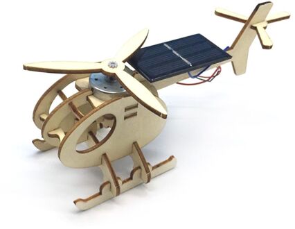 3D Monteren Zonne-energie Hout Aangedreven Helikopter Vliegtuig Puzzel Hout Building Model Kit