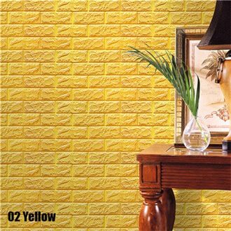 3D Muurstickers Imitatie Baksteen Slaapkamer Decor Waterdicht Zelfklevend Behang Voor Woonkamer Keuken Tv Achtergrond Decor92915 geel
