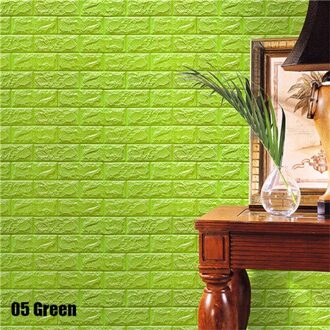 3D Muurstickers Imitatie Baksteen Slaapkamer Decor Waterdicht Zelfklevend Behang Voor Woonkamer Keuken Tv Achtergrond Decor92915 groen