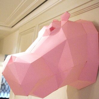 3D Papier Model Buffalo Koe Bull Head Papercraft Home Decor Kamer Wanddecoratie Puzzels Educatief Diy Speelgoed Cadeau Voor Kinderen nijlpaard