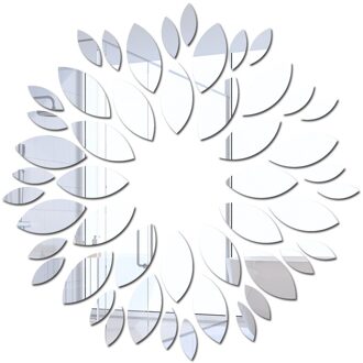 3D Petal Acryl Muurstickers Spiegel Sticker Behang Slaapkamer Woonkamer Decor Home Decoratie Accessoires Zilver