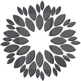 3D Petal Acryl Muurstickers Spiegel Sticker Behang Slaapkamer Woonkamer Decor Home Decoratie Accessoires zwart