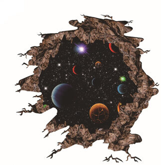 3D Planet Moon Star Sky zelfklevende Doorbreken Muursticker Slaapkamer Decor woondecoratie decoracion hogar 2