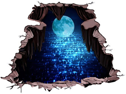 3D Planet Moon Star Sky zelfklevende Doorbreken Muursticker Slaapkamer Decor woondecoratie decoracion hogar