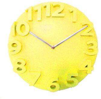 3D Plastic Digitale Art Stille Wandklok Modern Home Decoratie Pure Kleur Beste Prijs geel
