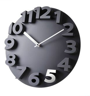 3D Plastic Digitale Art Stille Wandklok Modern Home Decoratie Pure Kleur Beste Prijs zwart