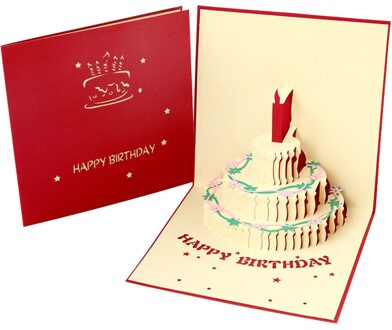 3D Pop-Up Kaarten Gelukkige Verjaardag Verjaardag Postkaart Groet Cards Handgemaakte Uitnodigingen Kaart Verjaardag Feestartikelen rood