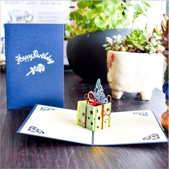 3D Pop-Up Kaarten Verjaardagskaart Voor Meisje Kinderen Vrouw Man Verjaardagstaart Eenhoorn Beer Merry-Go-ronde Wenskaart Gift doos vorm