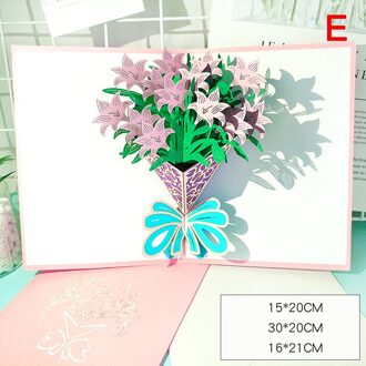 3D Pop Up Moeders Dag Kaarten Anjer Bloemen Boeket Wenskaarten