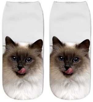 3D Print Grappige Leuke Cartoon Kitten Korte Sokken Paar Creatieve Kleurrijke Meerdere Kawaii Kat Gezicht Gelukkig Low Enkelsokken vrouwen 5