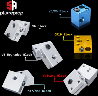 3D Printer Accessories Heated Block MK7 MK8 MK10 CR10 V5 V6 Volcano for Print Head Extruder J-head Aluminum Block