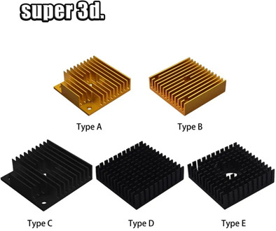 3D Printer Aluminum Motor Heatsink Black Gold Radiator 40 x 40 x 10mm for 42 stepper motor MK7/MK8 Extruder Heat Sink