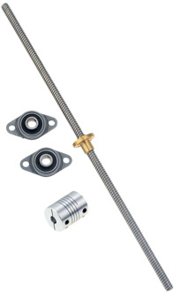 3D Printer CNC T8-300mm Lead Screw Set KFL08 Shaft Coupling Thread 8mm T8 Lead1mm Length100mm200mm350mm450mm500mm650mm THSL Rod