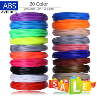 3D Printer Filaments 200 Meters 20 colors 3D Printing Pen Plastic Threads Wire 1.75 mm Printer Consumables 3 D Pen Filament ABS