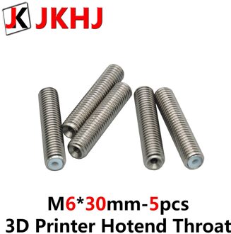 3D Printer Onderdelen End M6X30 Roestvrijstalen Keel Innerlijke Ptfe Buis Kern Voor MK8 Extruder Nozzle Keel