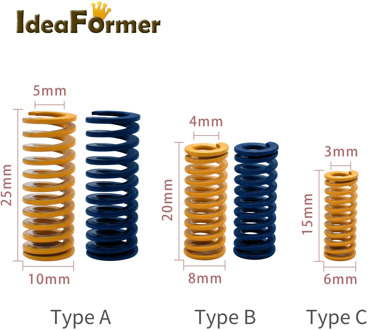 3D printer parts hot bed glass platform leveling spring length 15/20/25mm outer diameter 6/8/10mm ID 3/4/5mm for 3D printer