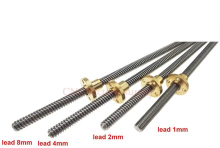 3D Printer T8 Schroef THSL-150-8D Trapezoidallead Schroef Dia 8Mm Pitch 2Mm Lood 2Mm Lengte 150Mm Met koperen Moer