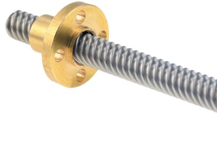 3D Printer T8 Schroef THSL-200-8D Trapeziumvormige Loodschroef Dia 8Mm Pitch 2Mm Lood 2Mm Lengte 200Mm met Koperen Moer