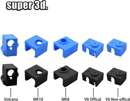 3D Printer V5/V6 volcano Protective Silicone Sock Insulation Cover Case for Heater Block MK8 / MK10 /MK9 Silicone sleeve Hot End