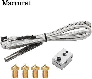 3D printer V6 Heating Aluminum Block +HT-NTC100K Thermistor +4pcs e3d nozzle+12V/24V 50W Heating Tube for V6 J-head Hotend
