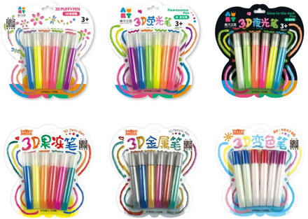 3D puffy pen for decoration fluorescence glow in the dark gelly metallic chameleon pencils three dimensional effect for kids