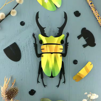 3D puzzel DIY Paper Stag beetle small - Groen Mango groen