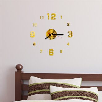 3d Real Grote Wandklok Modern Overhaast Kwarts Klokken Mode Horloges Spiegel Sticker Diy Woonkamer decor goud