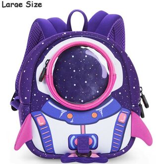 3D Rockets Anti-verloren Schooltassen Voor Meisjes Cartoon Hoogwaardige Speelgoed Jongens Rugzak Kleuterschool Zakken Kinderen Voor Leeftijd 1-6 groot paars