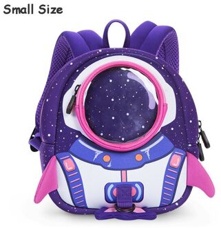 3D Rockets Anti-verloren Schooltassen Voor Meisjes Cartoon Hoogwaardige Speelgoed Jongens Rugzak Kleuterschool Zakken Kinderen Voor Leeftijd 1-6 klein paars