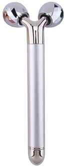 3D Roller Facial Massage Beauty Bar Trillingen Afslanken Gezicht Massage Stok Lift Huidverstrakking Rimpel Gezicht Lifting Instrument zilver