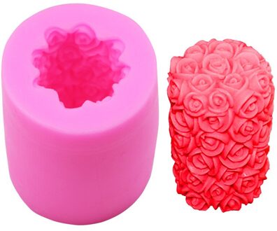 3D Rose Bloem Cilinder Siliconen Kaars Mallen Diy Zeep Mallen Vormen Kaars Maken Gereedschap Hars Ambachten Fondant Cake Decorating Mould 8cmX6.5cmX6.5cm