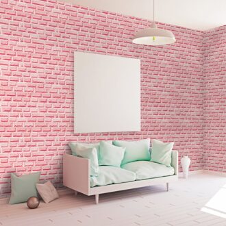 3d Roze Baksteen Behang Stickers Zoete Meisjes Slaapkamer Wallpapers Roll Zelfklevende PVC Behang Achtergrond Muur tv ST1027 10 m x 45 cm