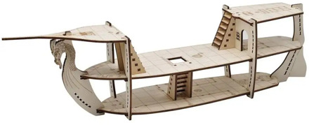 3D RPG Miniatures Ship Wood Laser Cut, 3-Level with 1" Grid Battle Terrain Map Perfect for D&D, Pathfinderor Other Tabletop Game