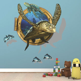 3D Sea World Schildpad Muursticker Submarine Vis Decals Coral Huis Decoratie Voor Kinderkamer Behang Cartoon Dieren Home Decor PC0793