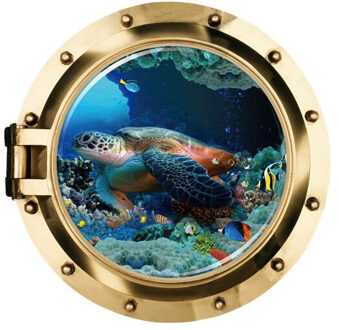 3D Sea World Schildpad Muursticker Submarine Vis Decals Coral Huis Decoratie Voor Kinderkamer Behang Cartoon Dieren Home Decor PC5006