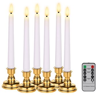 3D Simulatie Vlam Led Kaars Flickering Flame Met Afstandsbediening Verjaardag Kaarsen Met Kandelaar Kerst Woondecoratie gouden candlestick