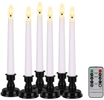 3D Simulatie Vlam Led Kaars Flickering Flame Met Afstandsbediening Verjaardag Kaarsen Met Kandelaar Kerst Woondecoratie zwart candlestick