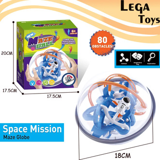 3D Space mission Maze globe Ball Puzzle Toy,Interactive Brain Teaser Magic Intellect Ball with 80 Challenging IQ Balance toys