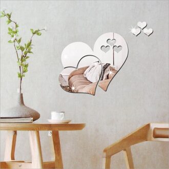 3d Spiegel Liefde Harten Muursticker Sticker Diy Muurstickers Voor Woonkamer Moderne Stijl Thuis Kamer Art Mural Decor verwijderbare
