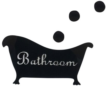 3D Spiegel Muursticker Badkamer Funny Deur Ingang Teken Kinderen Mannen Vrouwen Badkamer Diy Muurtattoo Home Decoration 1.14 zwart