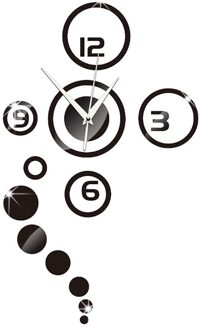 3D Spiegel Sticker Klok Muur Opknoping Horloge Moderne Naald Klok Luidspreker Mute Woonkamer Thuis Diy Decoratie Props zwart