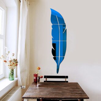 3D Spiegel Veer Muurstickers Verwijderbare Art Decals Muurschildering Woonkamer Kantoor Moderne Home Decor Diy Muur Decoratie Blauw