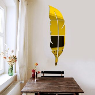 3D Spiegel Veer Muurstickers Verwijderbare Art Decals Muurschildering Woonkamer Kantoor Moderne Home Decor Diy Muur Decoratie Goud