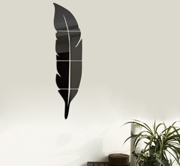 3D Spiegel Veer Muurstickers Verwijderbare Art Decals Muurschildering Woonkamer Kantoor Moderne Home Decor Diy Muur Decoratie zwart
